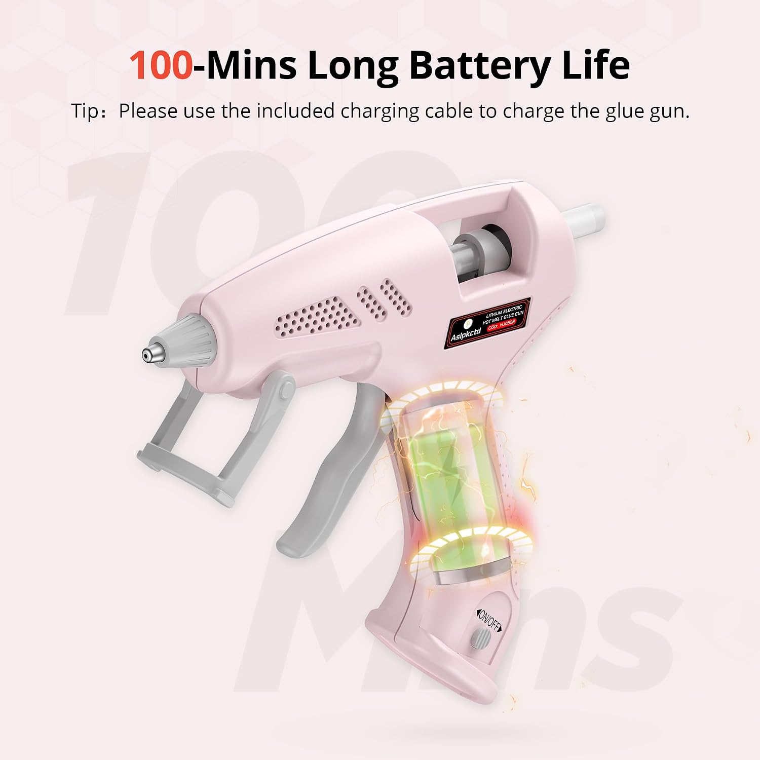 Cordless Hot Glue Gun, 2600mAh Rechargeable, Fast Preheating