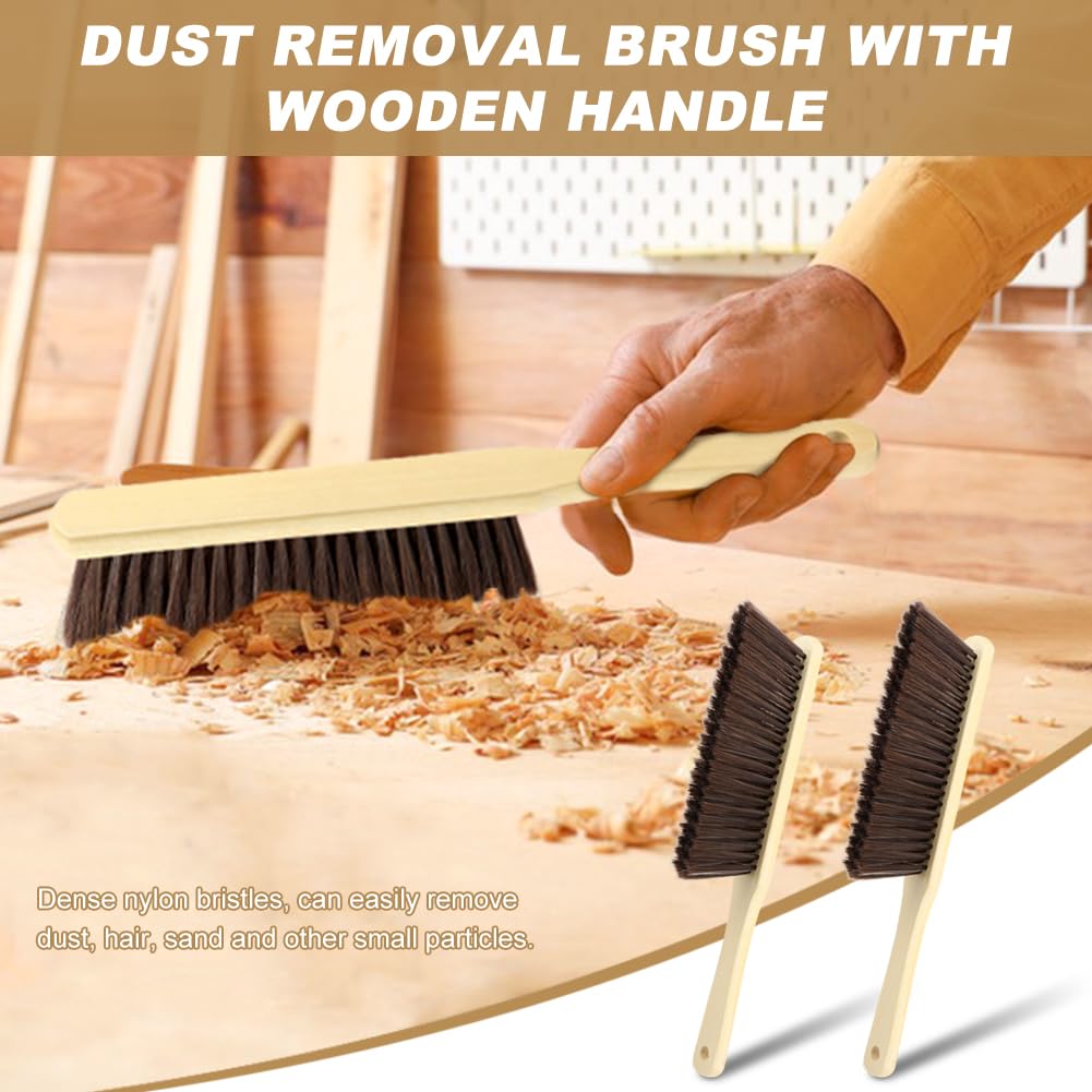2 cepillos de mano para limpiar mango largo, cepillo de madera para polvo de cerdas de plástico, cepillo de cerdas suaves, cepillo de banco para tienda, cepillo para alfombras, cepillo de dibujo,