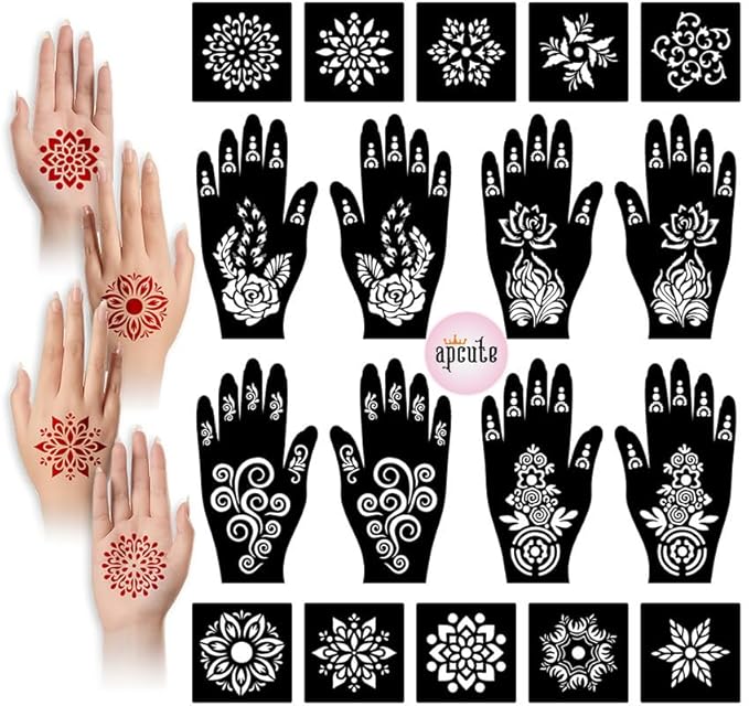 Buy Apcute Temporary Mehndi Tattoo Mehendi stencil bridal Set of 18 pc