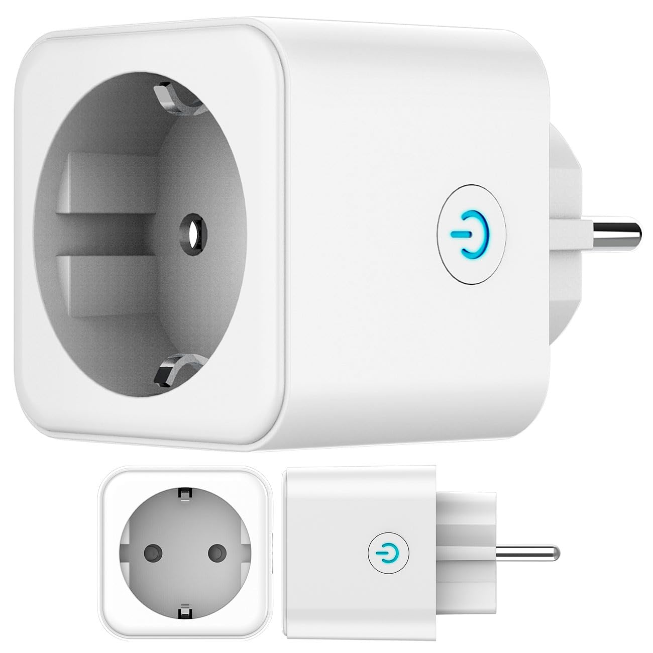 Luminea Home Control Smarte Steckdose: 4er-Set WLAN-Steckdose, Matter-zertifiziert, Energiekostenmesser, 16 A (Schaltsteckdose, Alexa, Switch)