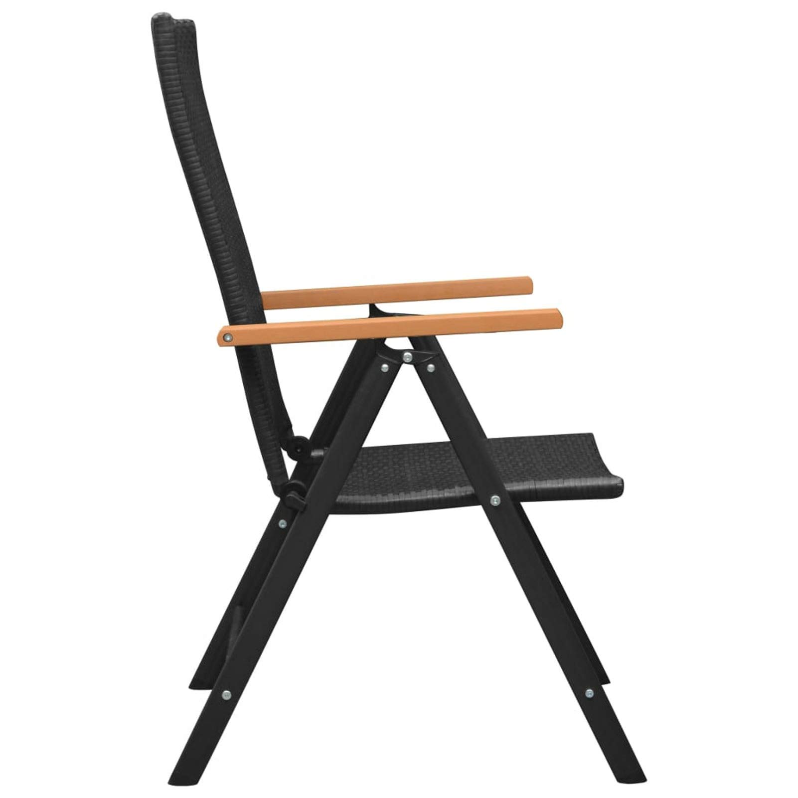 Homgoday Sillas de jardín 4 piezas de polirratán negro, sillas de terraza para exteriores, jardín, patio, terraza y patio, asientos al aire libre, muebles para el comedor del hogar 5118