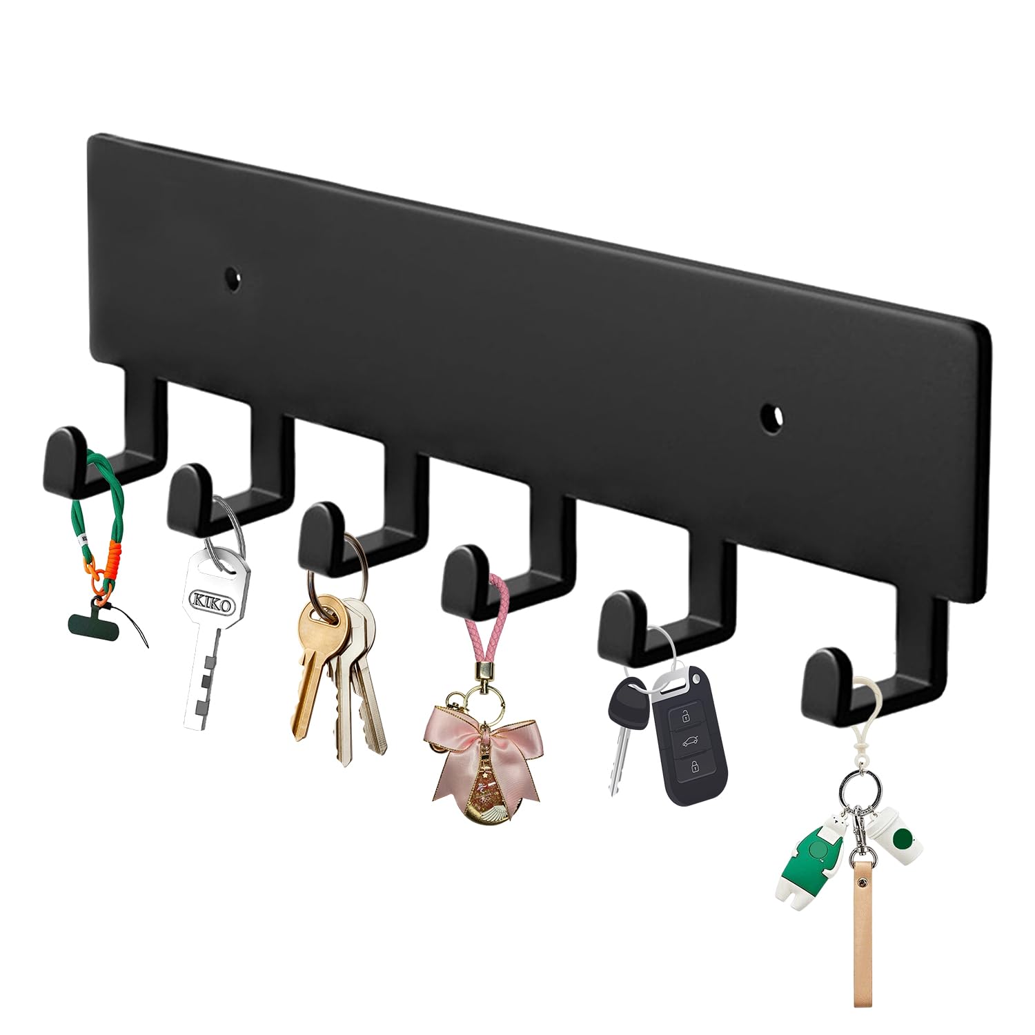 Hoomast Key Holder Wall Mount with 6 Hooks - Key Rack Organizer for Entryway, Kitchen & Office, Screw-in Mounting 1 Pack 9 Inch