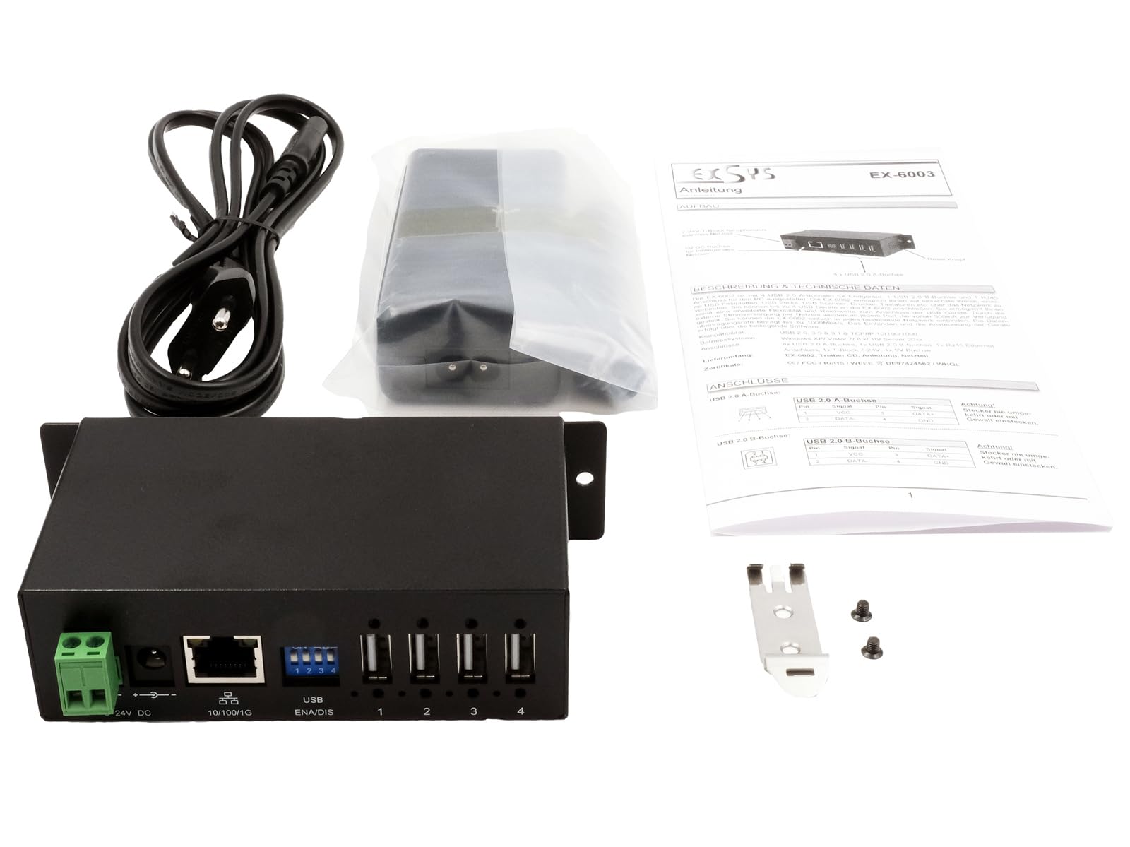EXSYS EX ex-6003 kabelgebunden Switch für Drucker – Schaltknöpfen, für Drucker (kabelgebunden, 100 x 60 x 20 mm, 400 g)