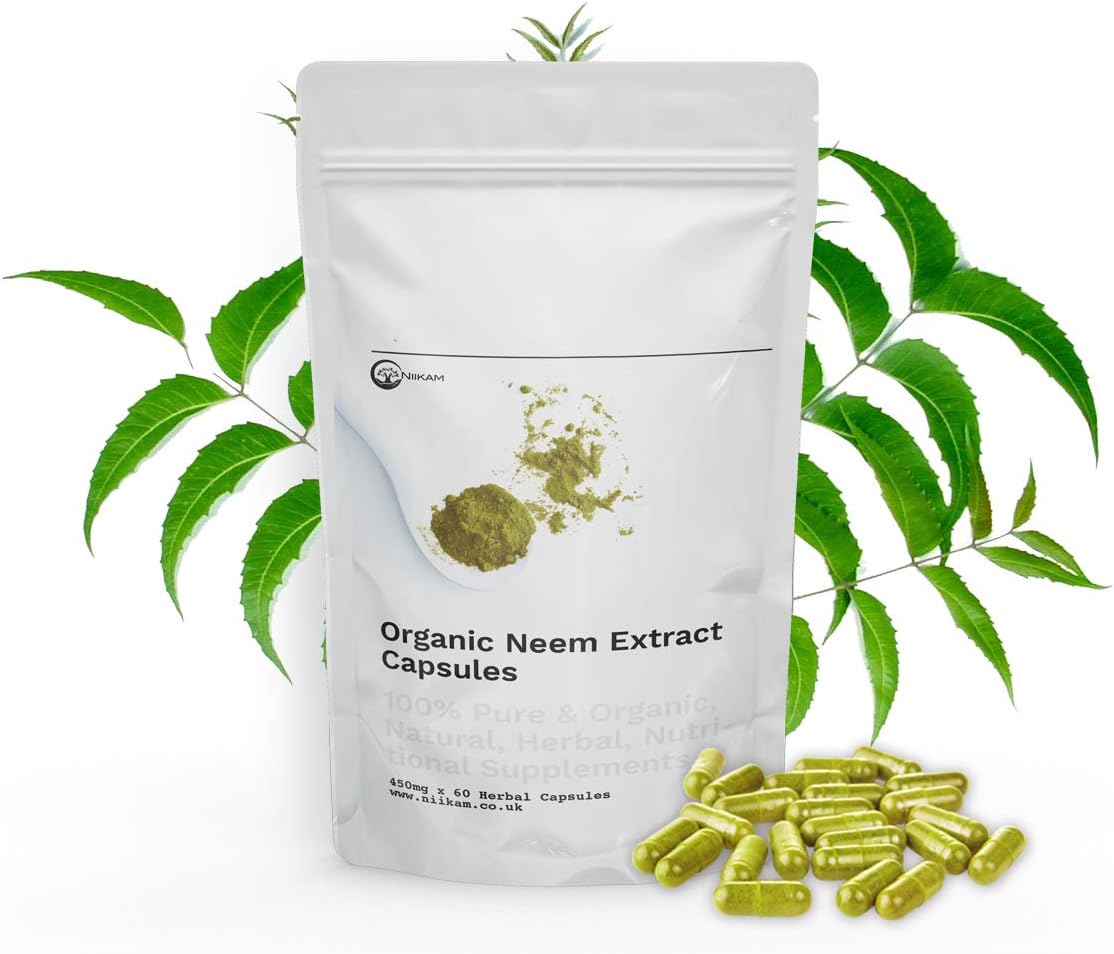 Neem Capsules | High Potency Extract | 60 Vegan Capsules | 100% Natural and Organic | High Potency