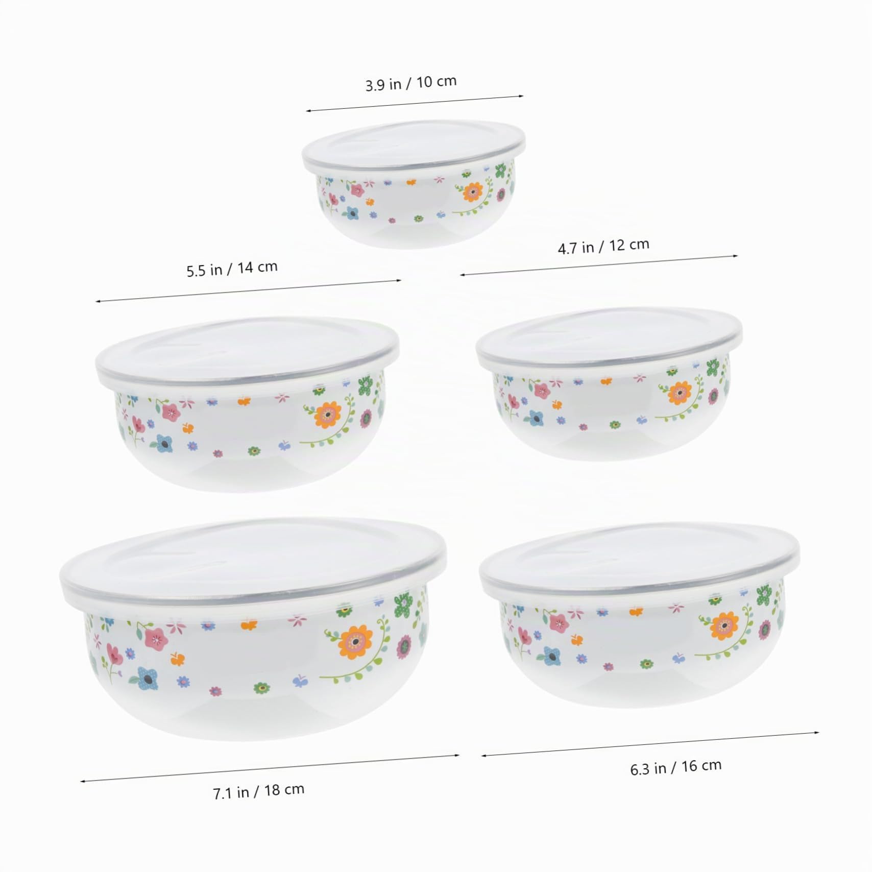 UPKOCH Set Contenitori Smaltati Con Coperchio 7.5In Ciotole Rotonde Per Insalata Frutta Noodles Conservazione Freschezza Casa Ristorante