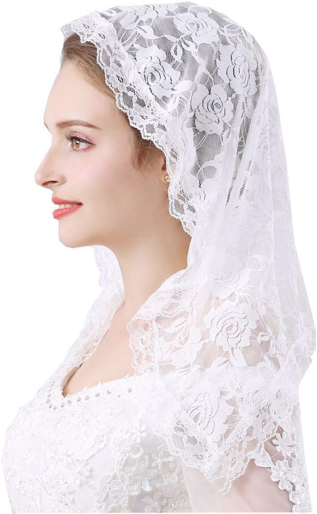 Lace Mantilla Veil Soft and comfortable 7 Colors Spanish Style Rose Lace Veil Head Covering D Shape