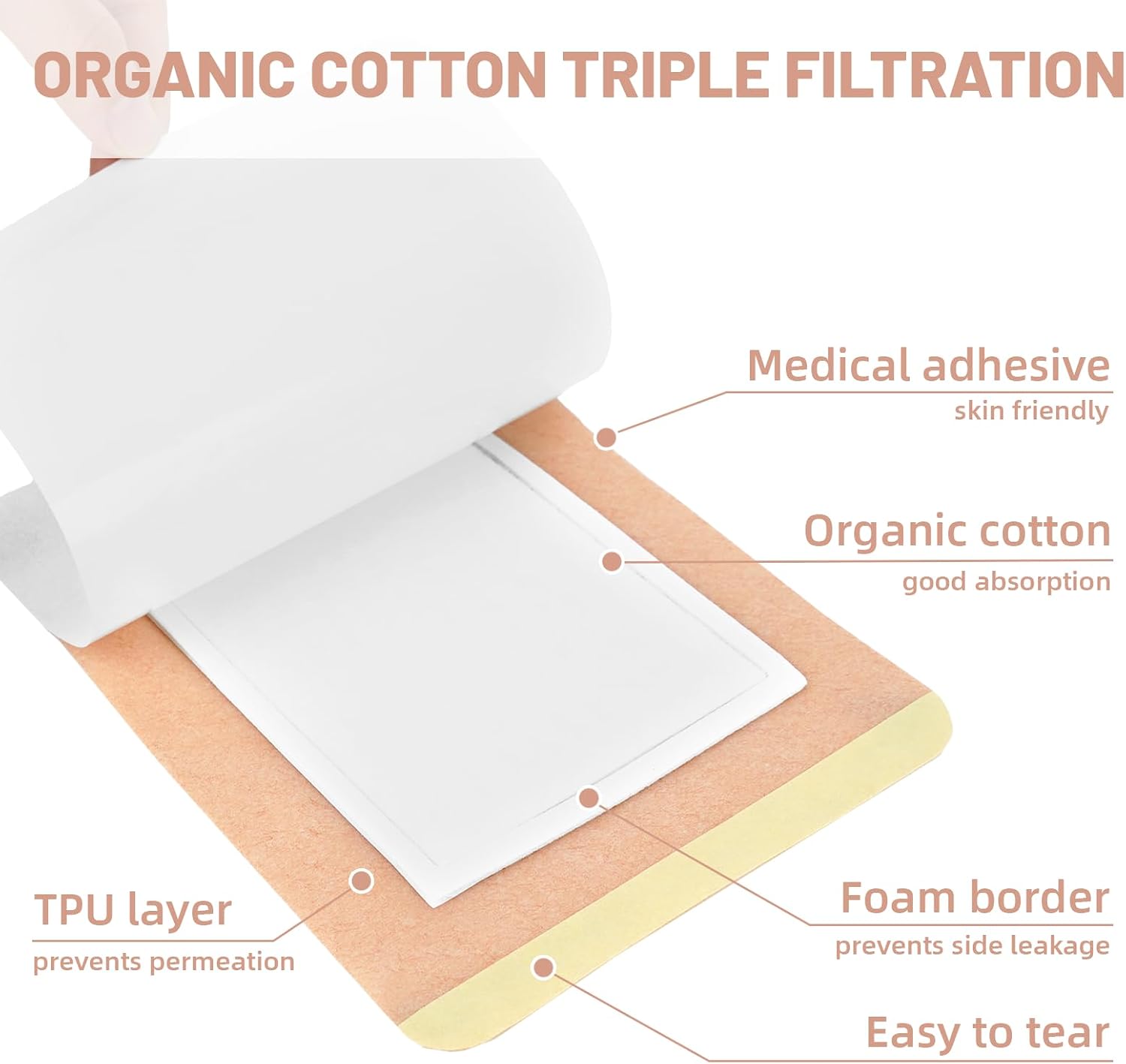 30Pcs Castor Oil Pack Wrap, Organic Cotton castor oil belly button patch, Portable Anti Leakage Disposable Pads for Feet/Belly/Knee, 5.1" x 3.9"（Skin Colors）