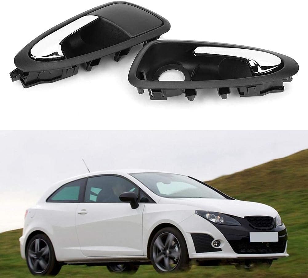 Lot de 2 poignées de porte de voiture - Poignée de porte intérieure avant gauche et droite - ABS antidérapant - Poignée intérieure de rechange pour Ibiza IV 6J5 6P1 6J 6P 6J8 6P8 6J1