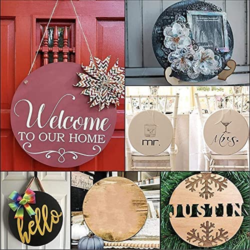Twinkling Parrots DIY4U Round Circle Strong Blank 2mm MDF Board 12 Inch Diameter for Art and Craft Project | Pine Wood Slices for Resin & Fluid Art | Mandala | Pyrography | Pack of 6 + 6 Hook Free 4
