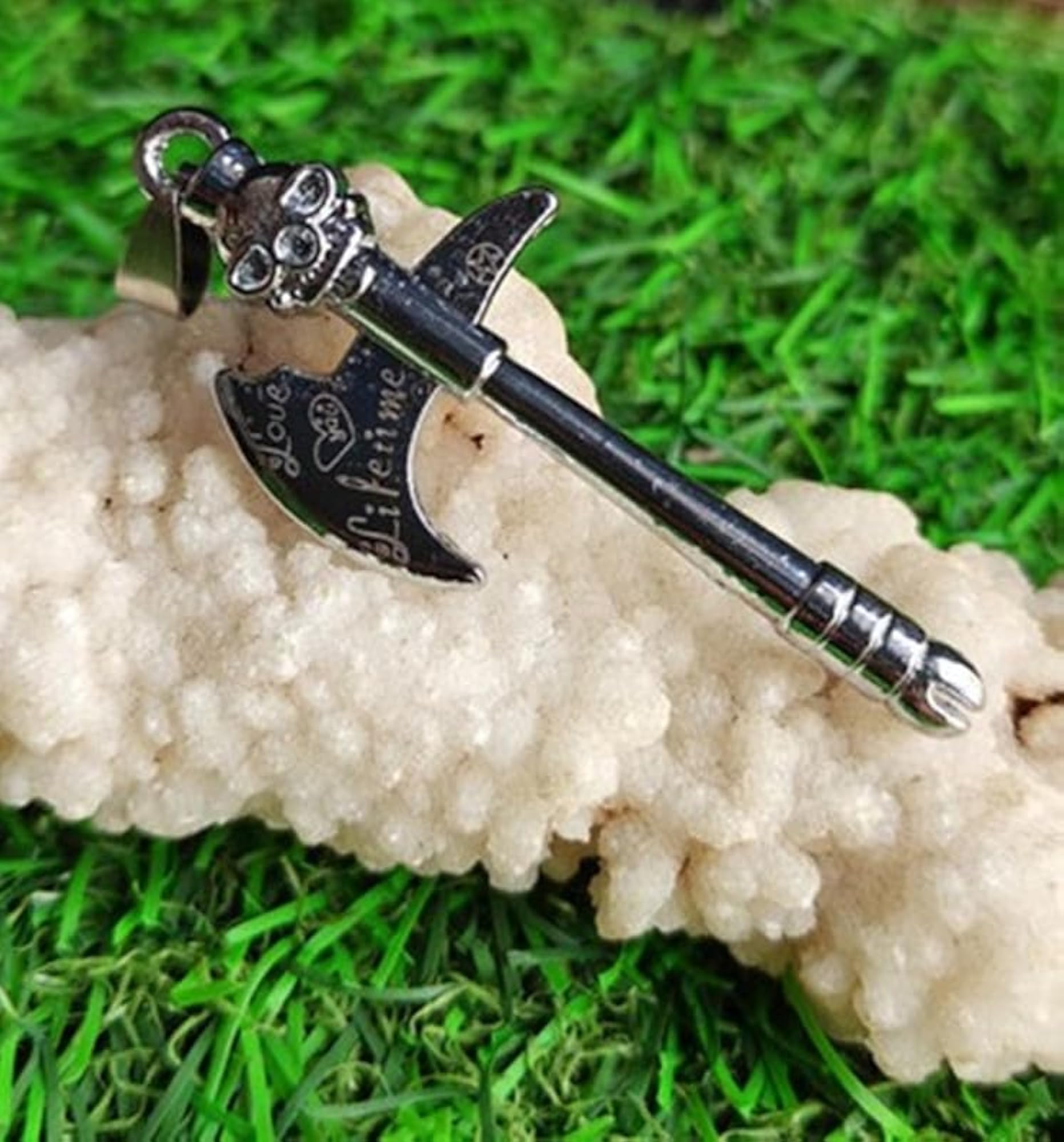 Stainless Steel Axe Pendant Necklace, Silver Plated Charm