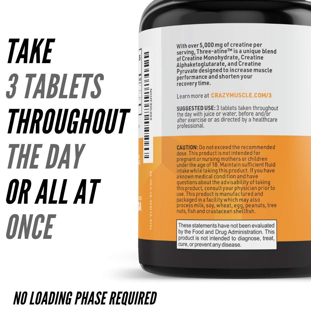 Creatine Pills for Crazy Muscle Gain Keto Creatine Monohydrate x3