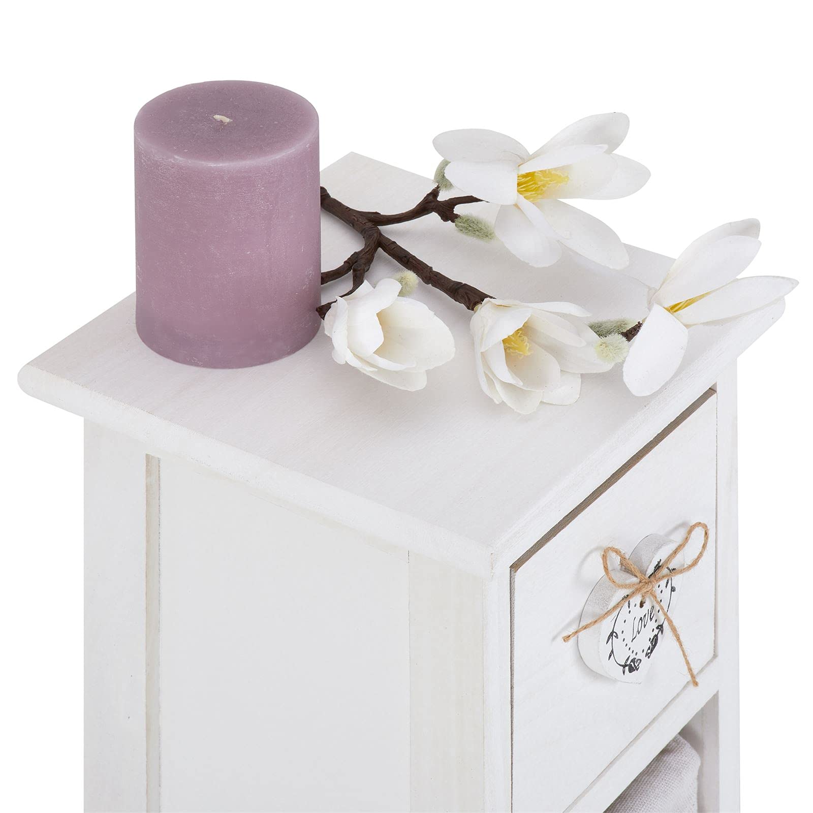 CARO-Möbel Schubladenkommode Flower Schubladenregal Standregal in weiß mit 1 Schublade und 3 Körben