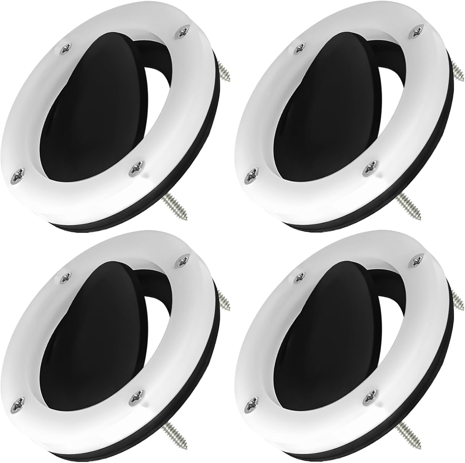 3876-3 Boat Self-Bailing Cockpit Mounted Scupper Valve Kit 2-7/8 inch Rubber Flapper Valve and Gasket Boat Scupper Flapper Self Bailing Valve Flush Mount Scupper Adapter with Retainer Ring and Screws