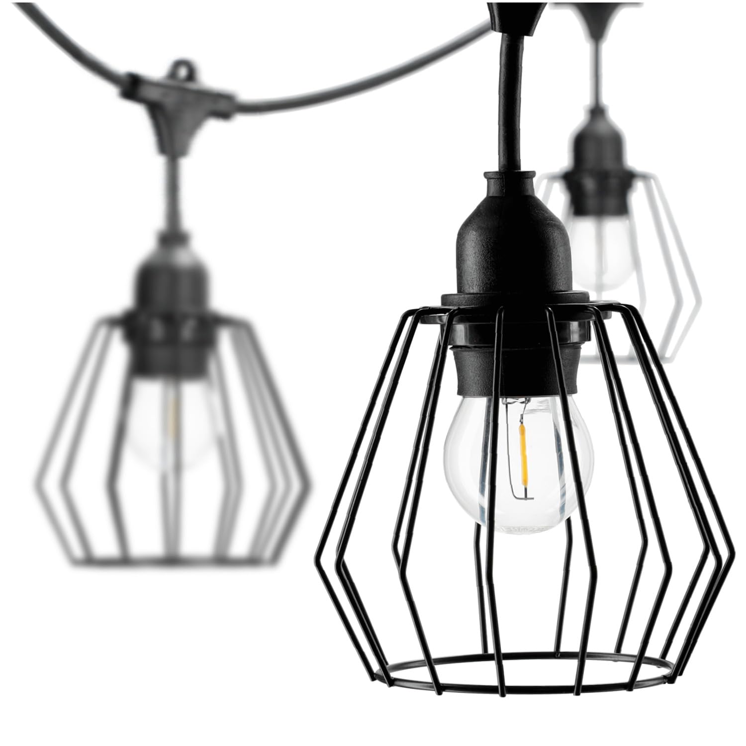 Crete zestaw girlandy ogrodowej 5 m + kabel 10 m + 5 x abażur girlanda z żarówkami, łańcuch świetlny do użytku na zewnątrz i wewnątrz (girlanda 5 m + kabel 10 m + 5 x klosz lampy D1 + 5 x żarówka)