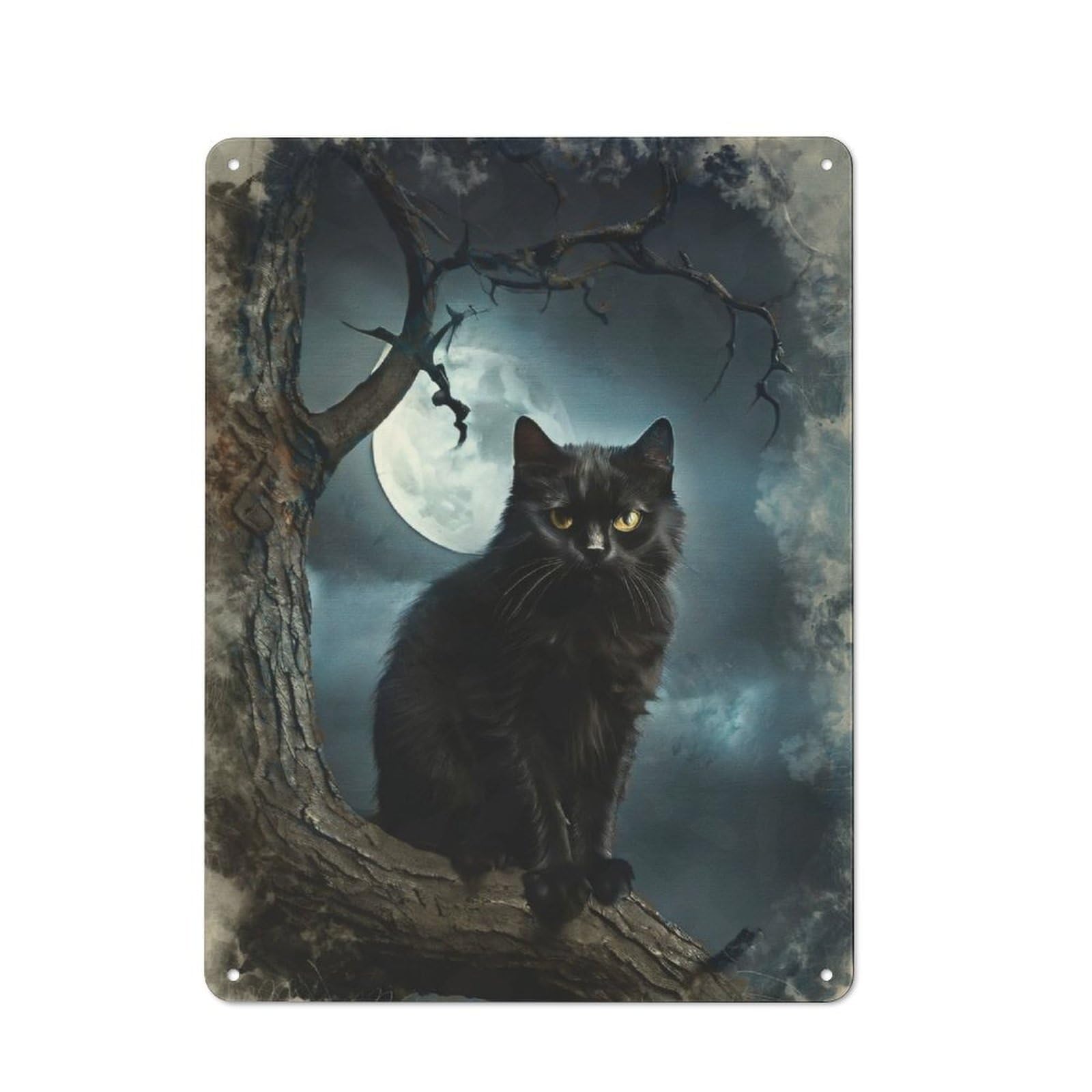 Junmoney Moonlit Prowler Retro Tin Sign 40X30cm For Living Room Or Hallway, Gift For Living Room Decor Lovers During The Christmas Season