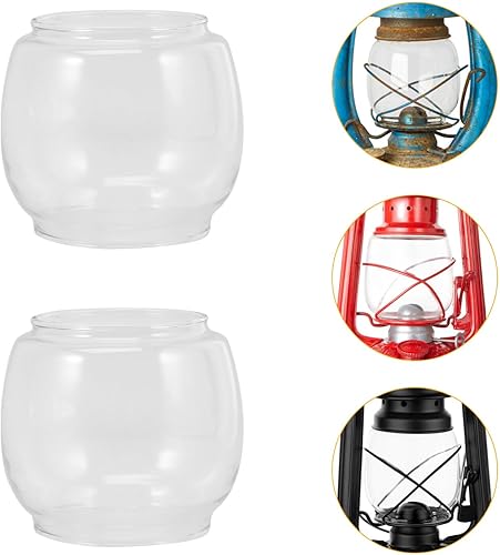Miniatura 9 de Lámpara de queroseno, lámpara de cristal, chimenea, 2 piezas, pantalla de queroseno de vidrio transparente, cubierta de linterna curva, globo de