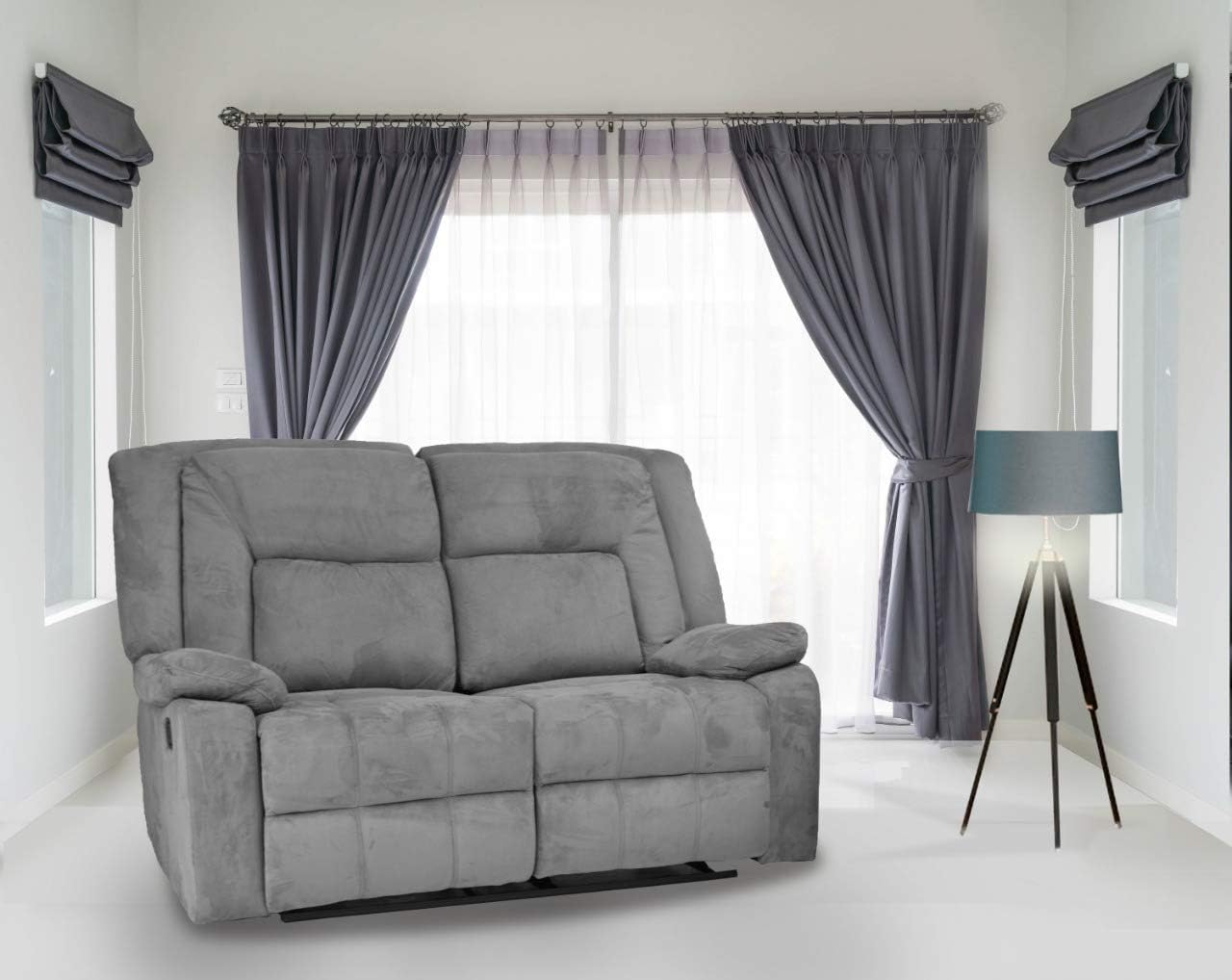 Cozyhomz Imported Two Seater Manual Recliner - Warren Fabric(Grey) Living Room Recliner