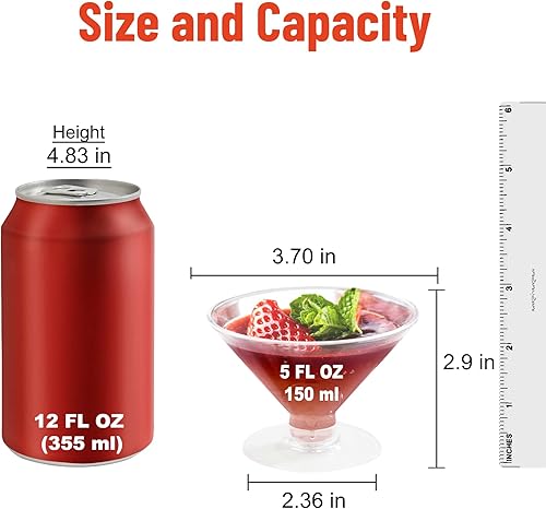 Miniatura 3 de Vasos de cóctel desechables, 50 vasos de Martini de plástico para bodas, fiestas, eventos, cócteles, 5 onzas líquidas