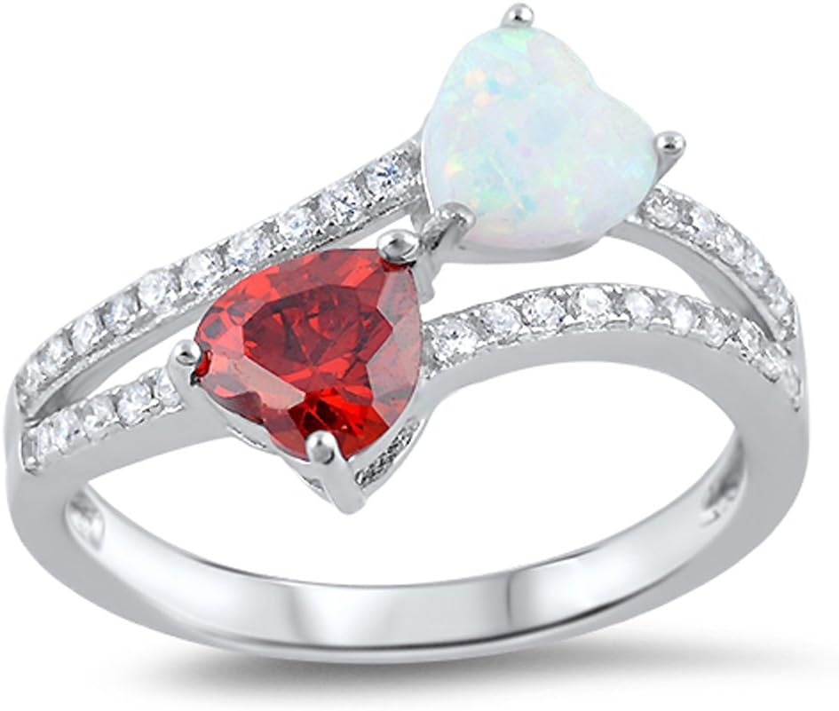 CHOOSE YOUR COLOR Sterling Silver Heart Promise Ring
