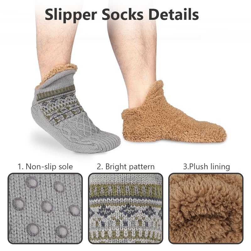 flintronic 1 Paia Calzini a Pantofola per Donna e Uomo, Morbidi e Caldi, Comodi, Caldi Calzini Foderati in Lana, Antiscivolo per Interni