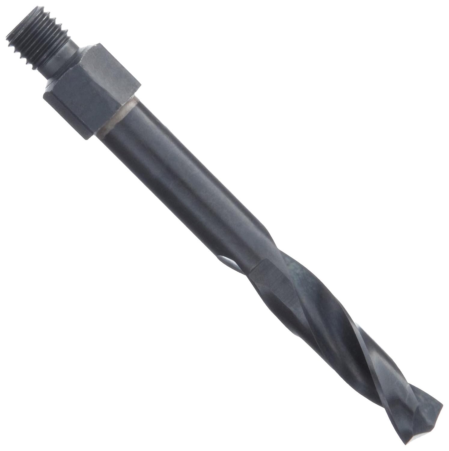 Precision Twist TS41 High Speed Steel Threaded Shank (Stub Series) Drill Bit, Black Oxide Finish, Threaded Shank, Spiral Flute, 135 Degree Point Angle, #30