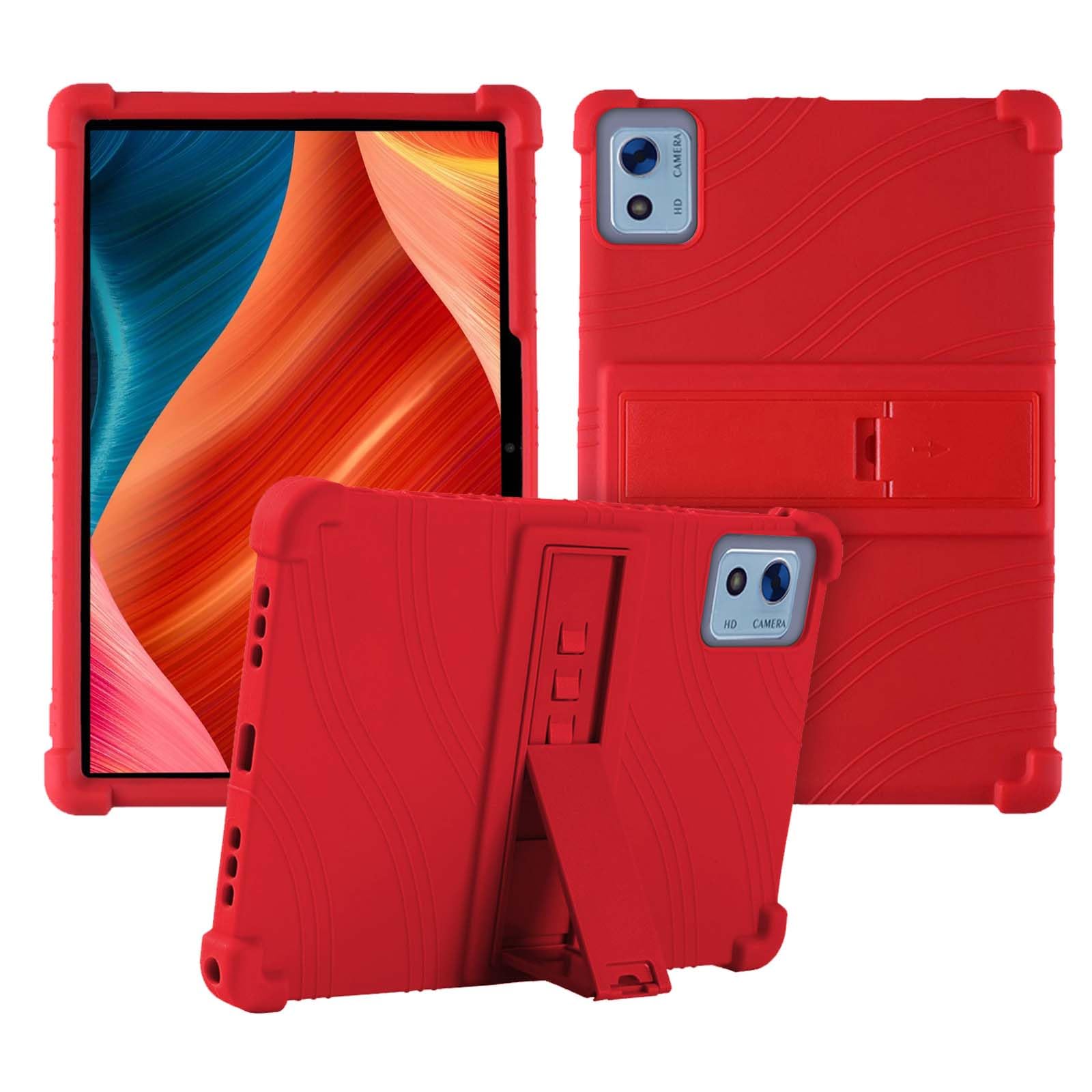 Case for FancyFish T30B Tablet 10.1 inch,Soft Silicone Protector Cover,Kids Friendly,Adjustable Stand Tablet Cover,4 Corners Thicken Shockproof,Red