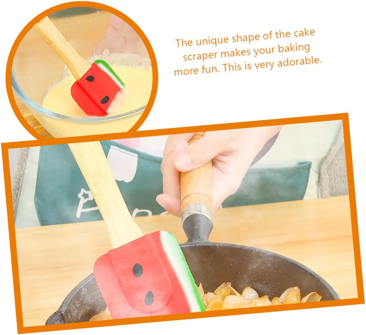 2pcs Silicone Cake Spatula with Bamboo Handle for Spreading Cream image 3