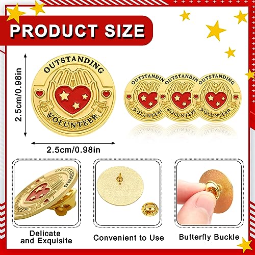 Image of Tondiamo 54 /18 Pcs Volunteer Appreciation Gifts Pins Bulk Outstanding Gold Honor Volunteer Pin for Volunteer Month Week Gifts
