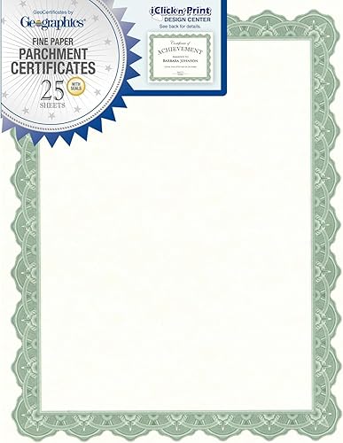 Certificados Optima Green con sellos de lámina dorada, 8.5 x 11, sello de 1.75 pulgadas, paquete de 25 (39452S)