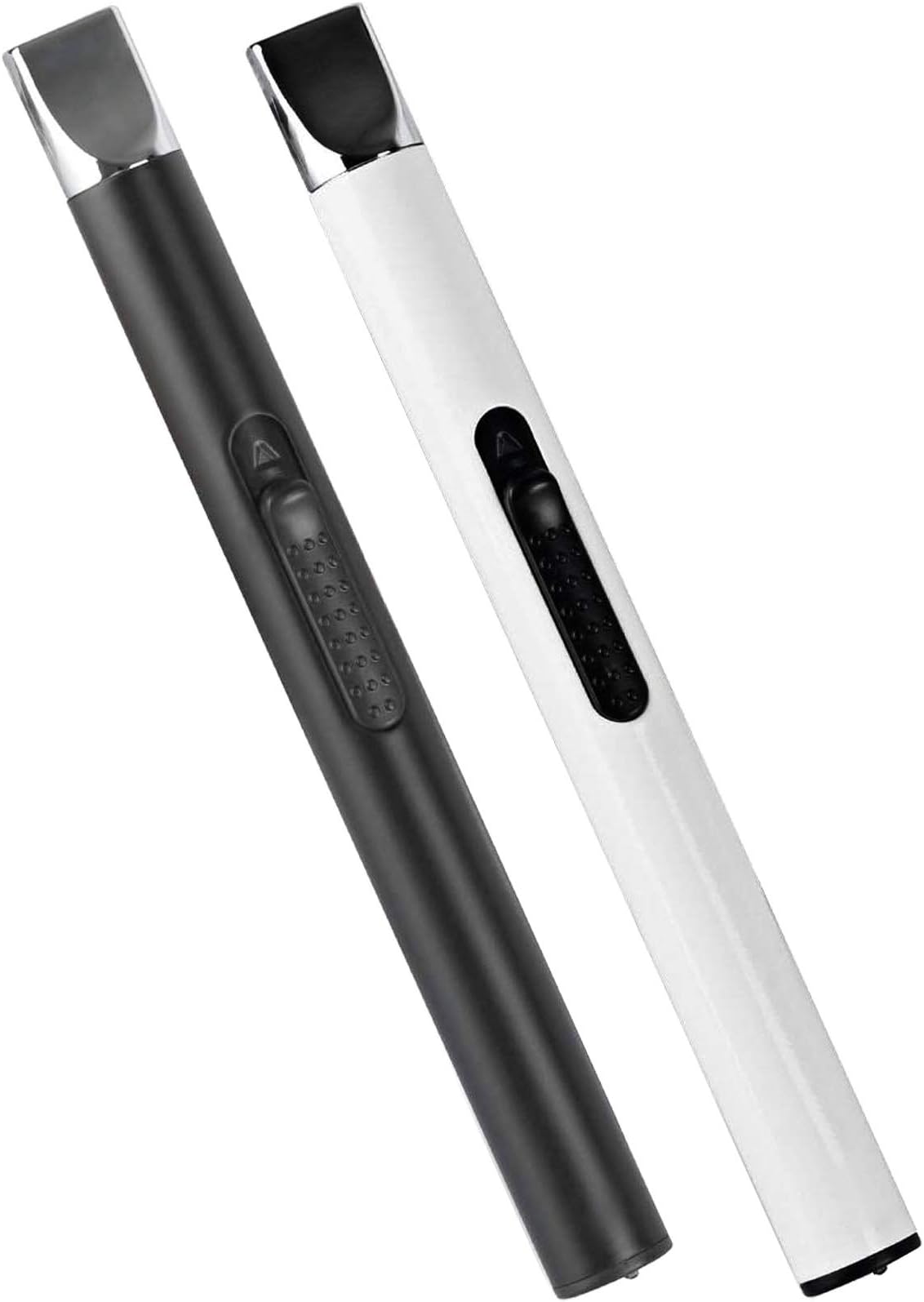 Lighter, 2 Pack Candle Lighter Electric Arc Lighter Rechargeable USB Lighter Flameless Grill Lighter with Safe Button for Home Candle BBQ Camping Kitchen(Black & White)