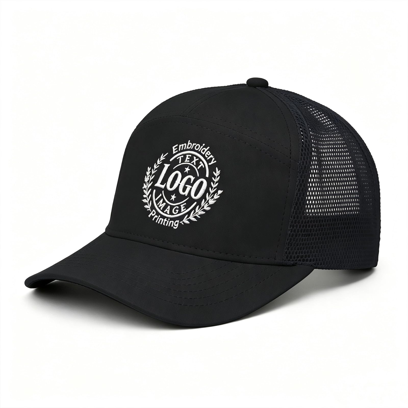 Custom Mesh Trucker Hat - Personalized with Your Own Text & Logo, Embroidered Front Snapback Cap Team Business Gifts