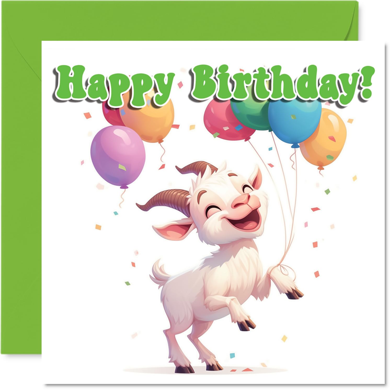 Goat Birthday Card - Balloon Animals - Happy Birthday Cards for Son Daughter Brother Sister Grandson Granddaughter Niece Nephew Cousin, 145mm Bday Greeting Cards