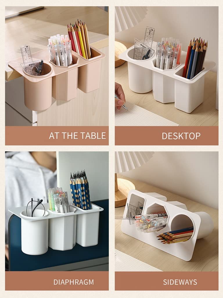 Stifthalter für den Schreibtisch, Schreibtisch-Stifthalter, Make-up-Pinsel-Topf, Schreibwaren-Organizer, mehrfarbig(A-white)