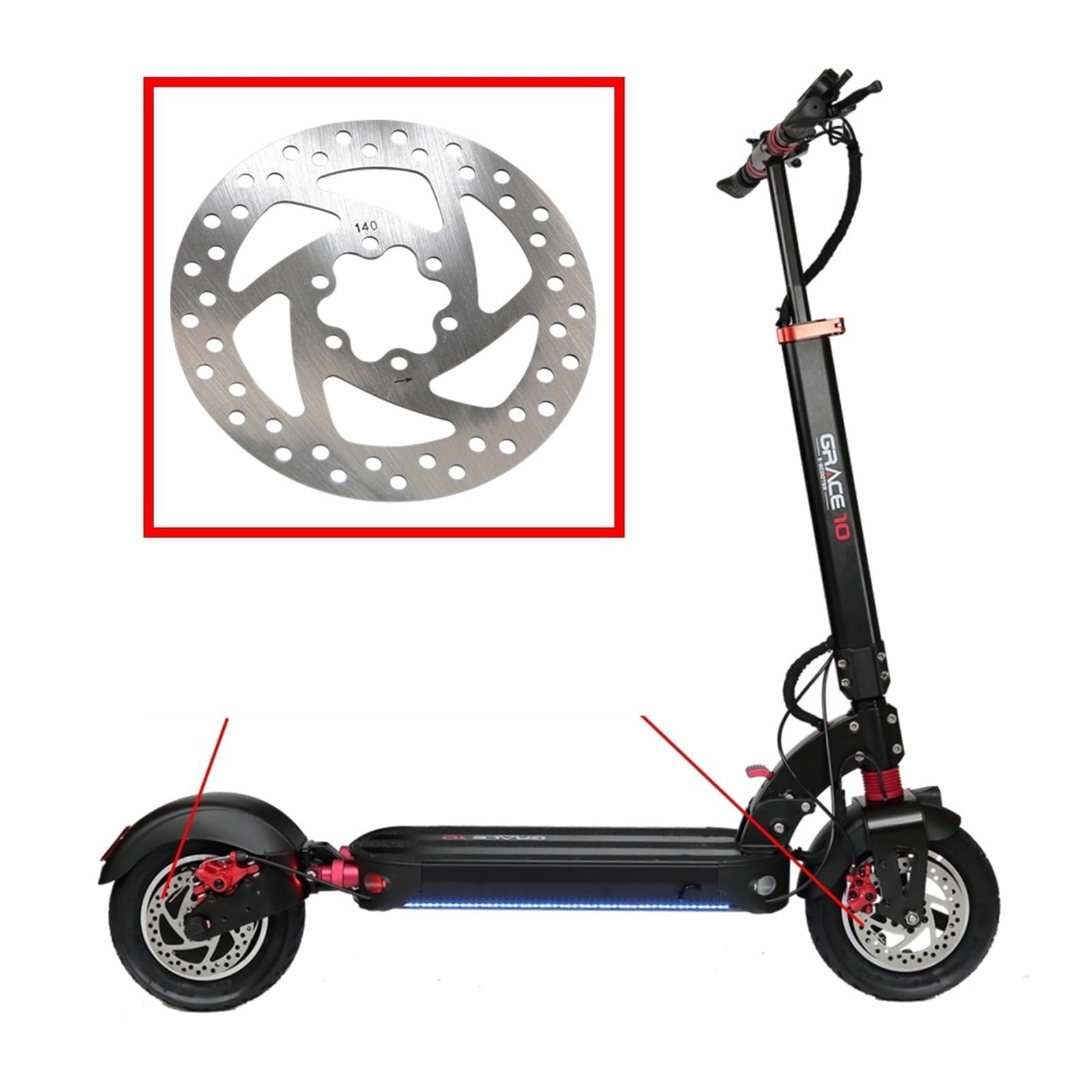 Rotore del Freno a Disco da 140 mm Compatibile con Zero 10X 10 VDM Universale Compatibile con Disco Freno for Scooter Elettrico DUALTRON KAABO Mantis