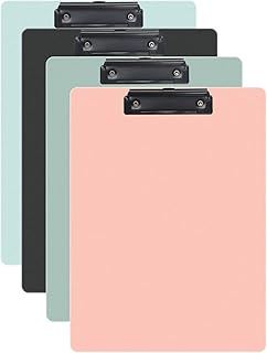 Plastic Clipboards (Set of 4), Multiple Color Clip Board with Metal Clip, Clip Boards for Doctor, Nurse, Teacher, Student,...