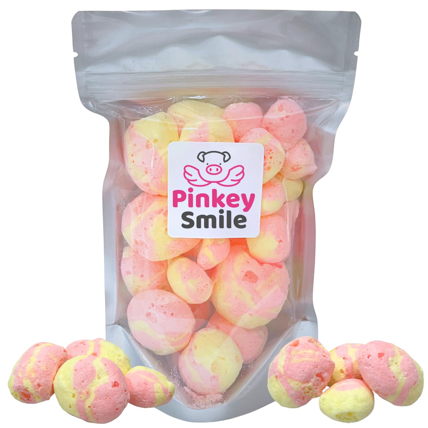 PinkeySmile Strawberry Banana Flavored Freeze-Dried Taffy 2 oz – Crunchy & Airy Snack – Bite-Size Pieces – Ships in Box – Bold Taste & Light Texture