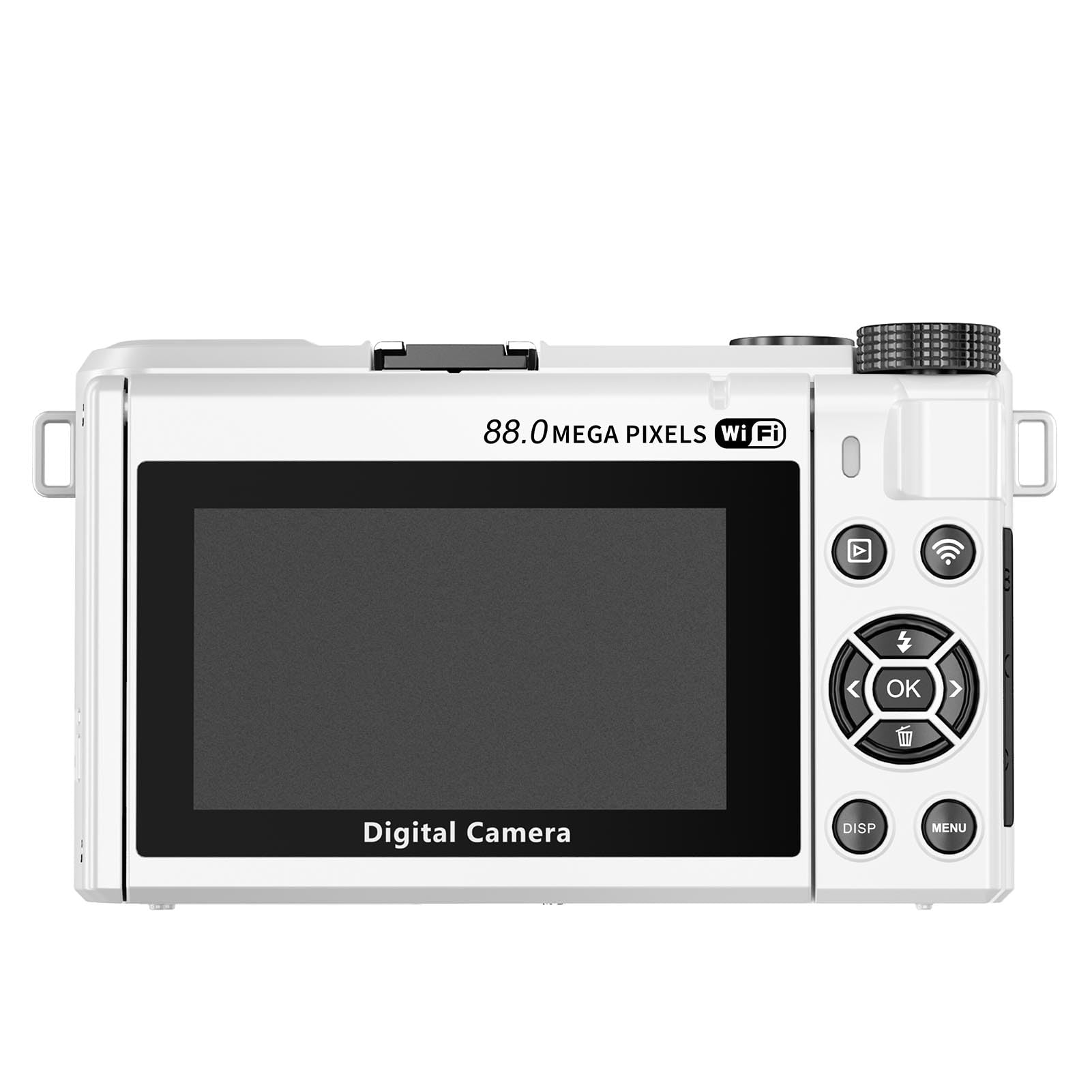 ZJchao 8K 88MP Digitalkamera, 18-facher Optischer Zoom, 18-facher Zoom, Autofokus, WiFi-Reisekamera mit 3-Zoll-Flip-Screen-LED-Fülllicht für Live-Streaming-Videoaufzeichnung (White)