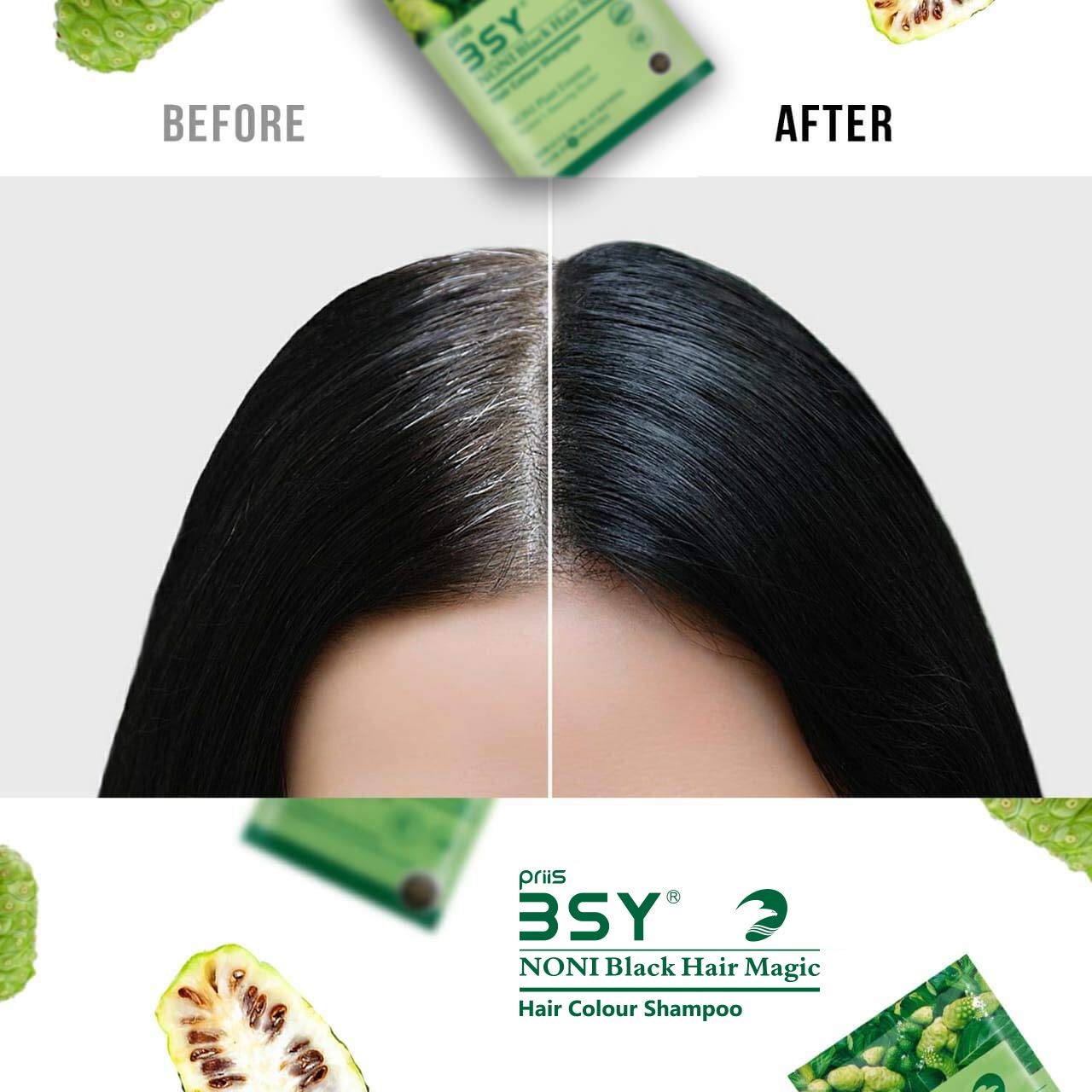 BSY Noni Black Hair Magic (12 ml X 12 Sachet) Hair Color Hair Dye