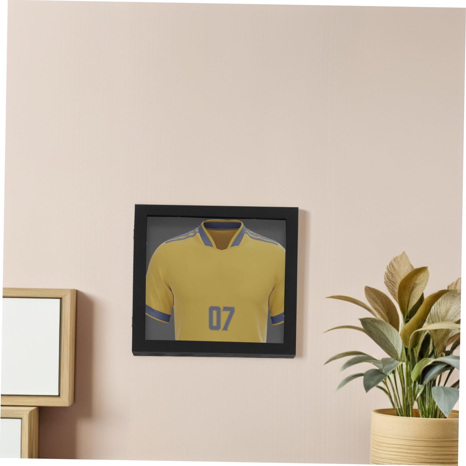 Gatuida Marco para Exhibición de Camisetas de Fútbol Negro 13x13 de Madera | Colección Deportiva, Sala u Oficina, Instalación Sencilla, Diseño Cuadrado y Acabado Artesanal