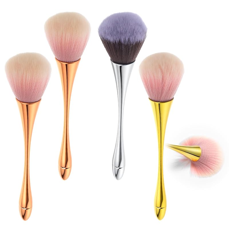 Hpmjz Kit com 4 Pincéis Grandes para Maquiagem, Cerdas Sintéticas Redondas, Cores Variadas