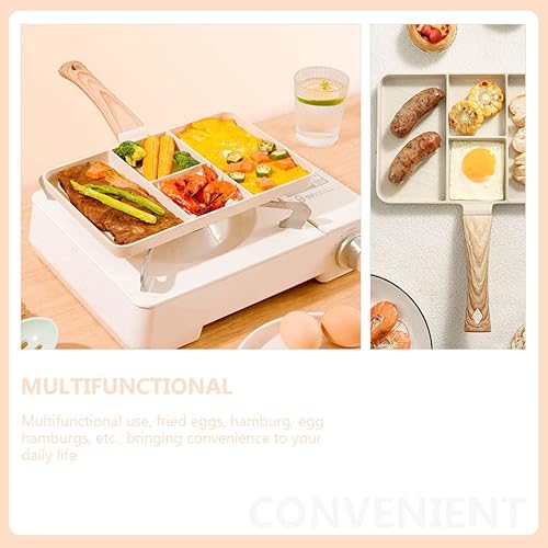 Miniatura 9 de CALLARON Breakfast Frying Pan Nonstick Egg Frying Pan 4 Section Square Grill Pan Divided Skillet Omelette Pan Pancake Pan for Egg Bacon and Burgers