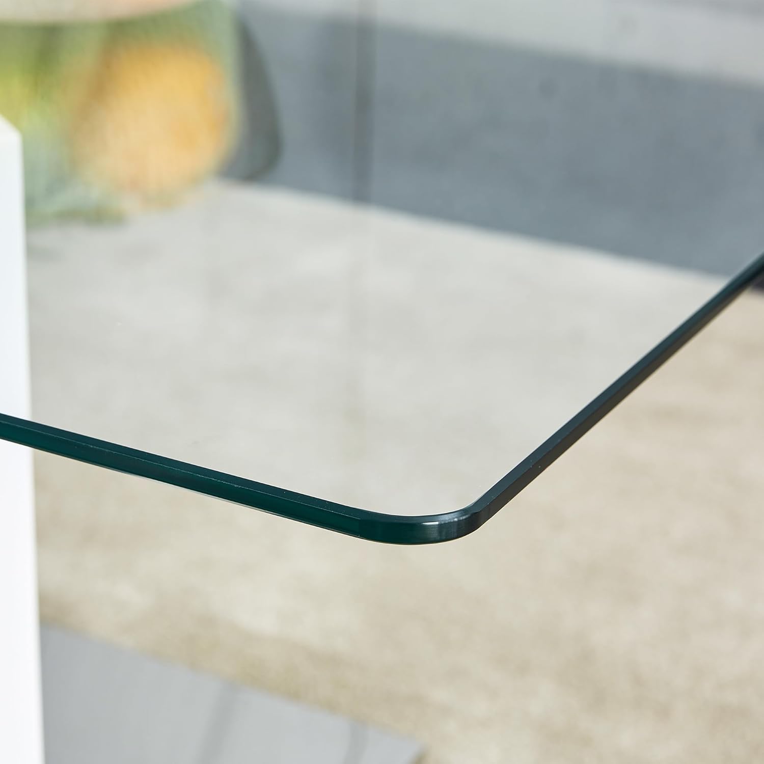 Glass Coffee Table,Modern Cocktail Table/Tea Table with Wooden Base, Rectangular Center Table Suitable for Office,Living Room