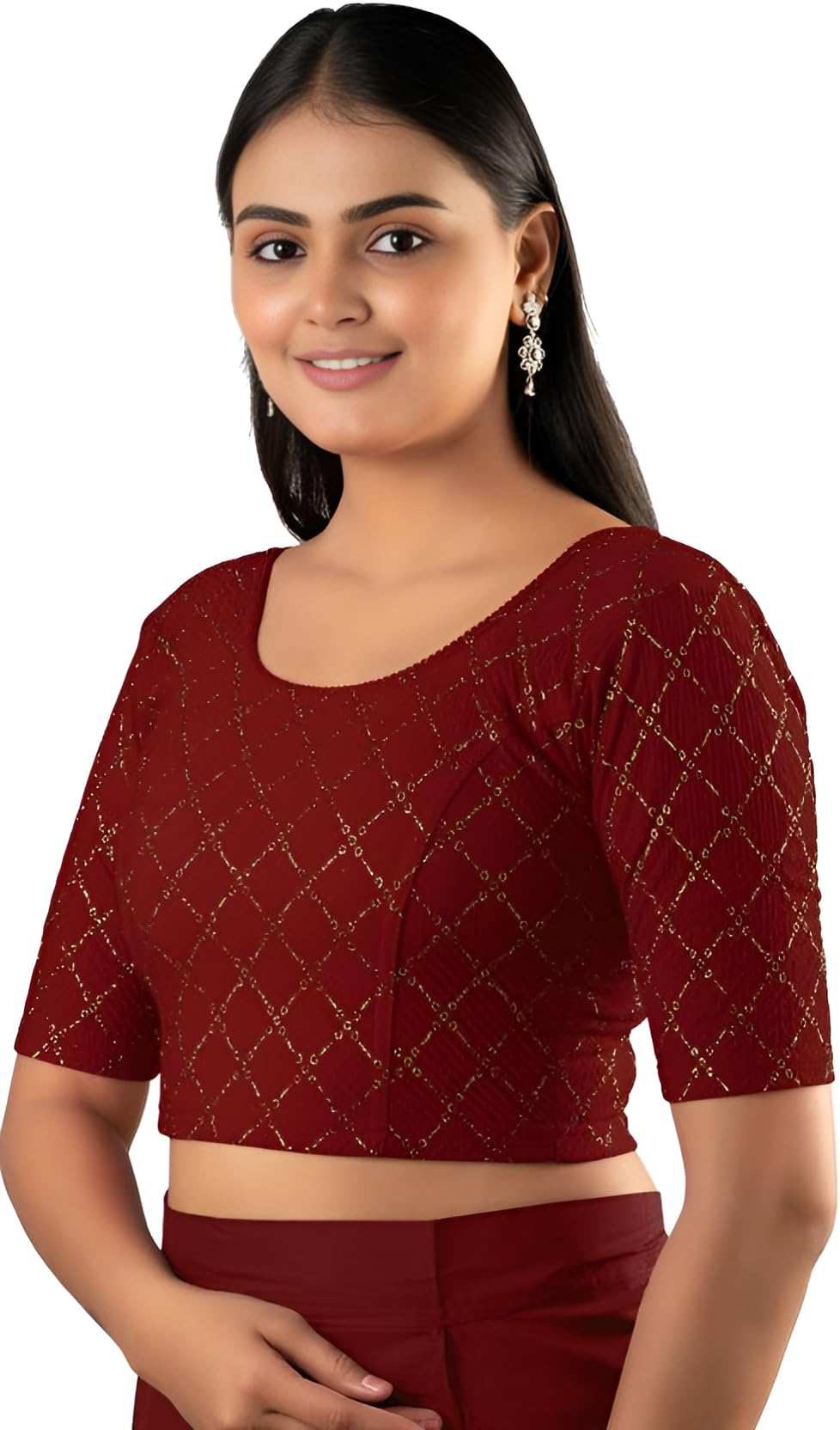 vasanam Women's Anita Velvet Blouse – Half Sleeve Readymade Design with Soft Velvet Finish-picture-31