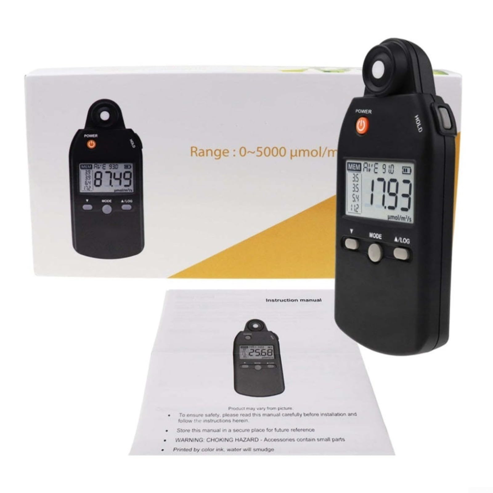 Tragbares Photosynthese-Radiometer, PPFD-Messgerät 0-5000 µmol/m²/s, Handheld Lichtintensitätsmesser für Gewächshaus & Labor, 400-700nm