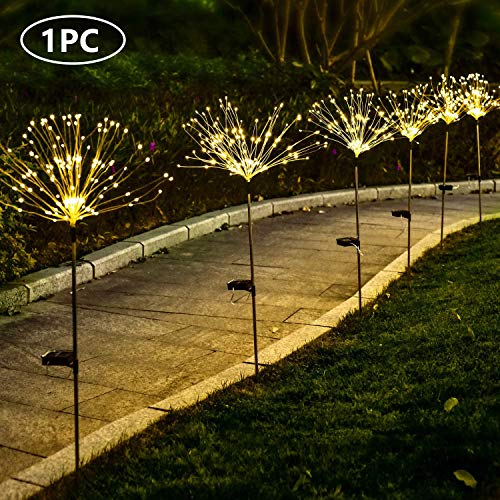 Luces solares de jardín de 150 luces LED para exteriores, impermeables, 8 modos intermitentes, estaca de fuegos artificiales, luces de hadas, árboles de flores para, patio, trasero (1 unidad)