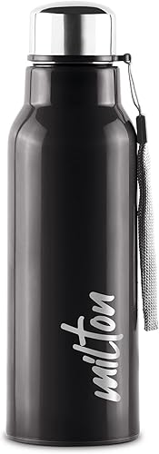 Miniatura 1 de Milton Steel Fit 600 - Botella de agua interior aislada de acero inoxidable, 1 pieza, 17.6 fl oz, color negro, fácil agarre, a prueba de fugas,