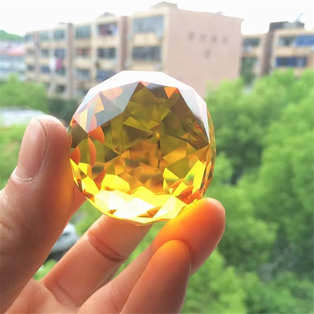 Boules à facettes en cristal ambre 30mm, 20 pièces/lot, sphère