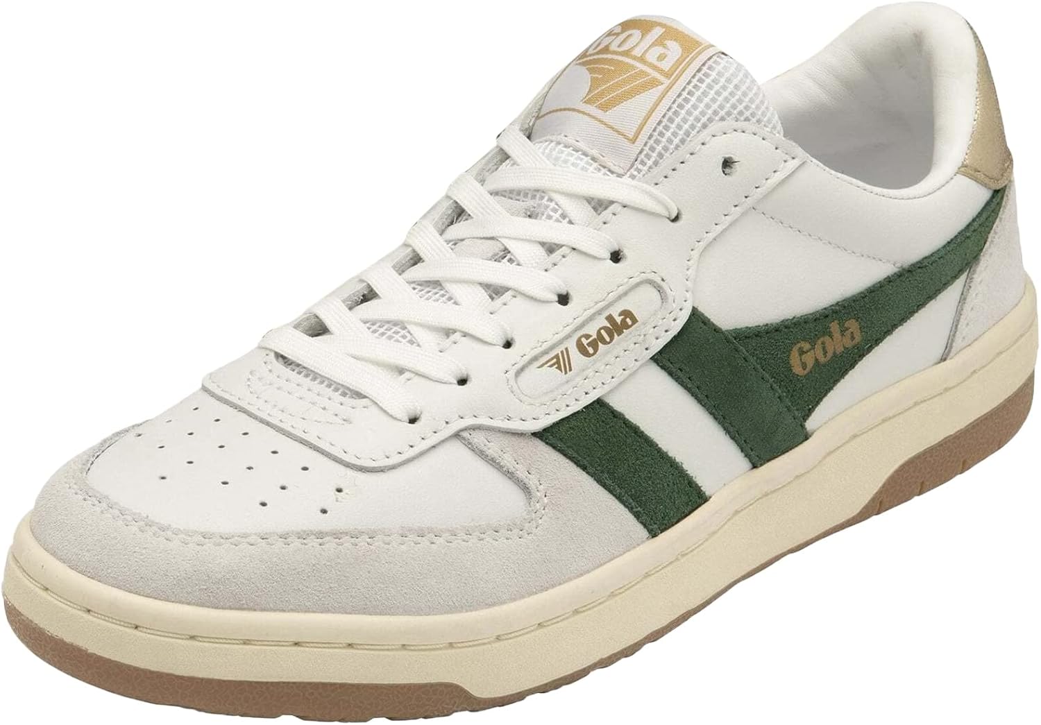 Gola Women's Hawk Sneaker, White/Dark Green/Gold, 10