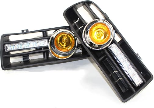 BATLAM 2Pcs Car LED Headlight Day Running Light Fog Lamp for VW Golf MK4 1999-2004,Yellow