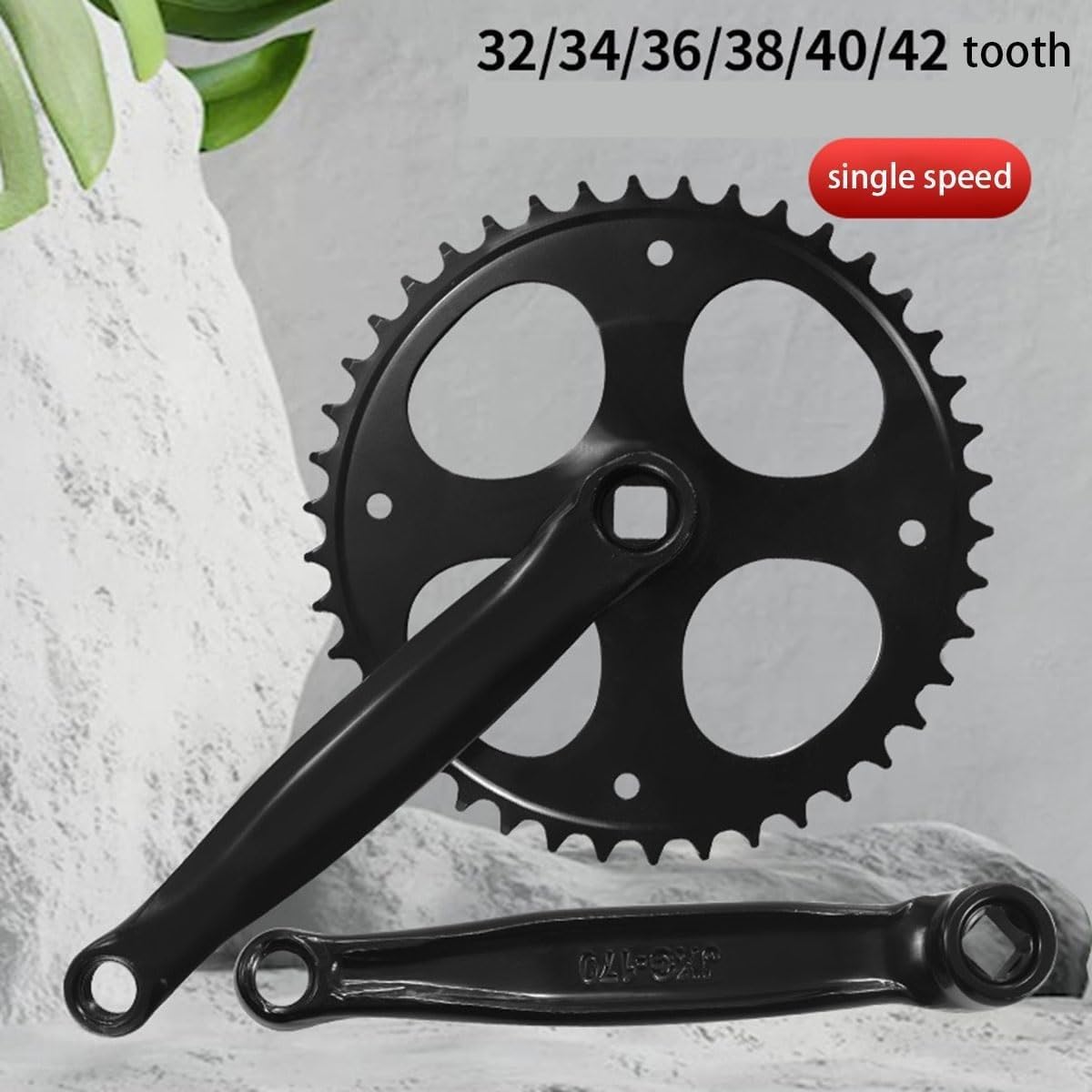Guarnitura di Ricambio in Acciaio ad Alto tenore di Carbonio per Bici a velocità Singola (pedivelle, Disco a Dente Singolo). Il Set di pedivelle è Adatto alla Maggior Parte delle b